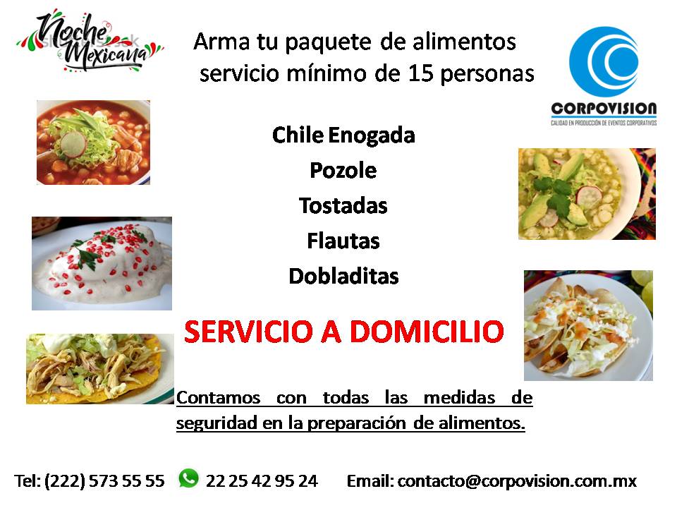Arma tu paquete de alimentos, servicio mínimo de 15 personas